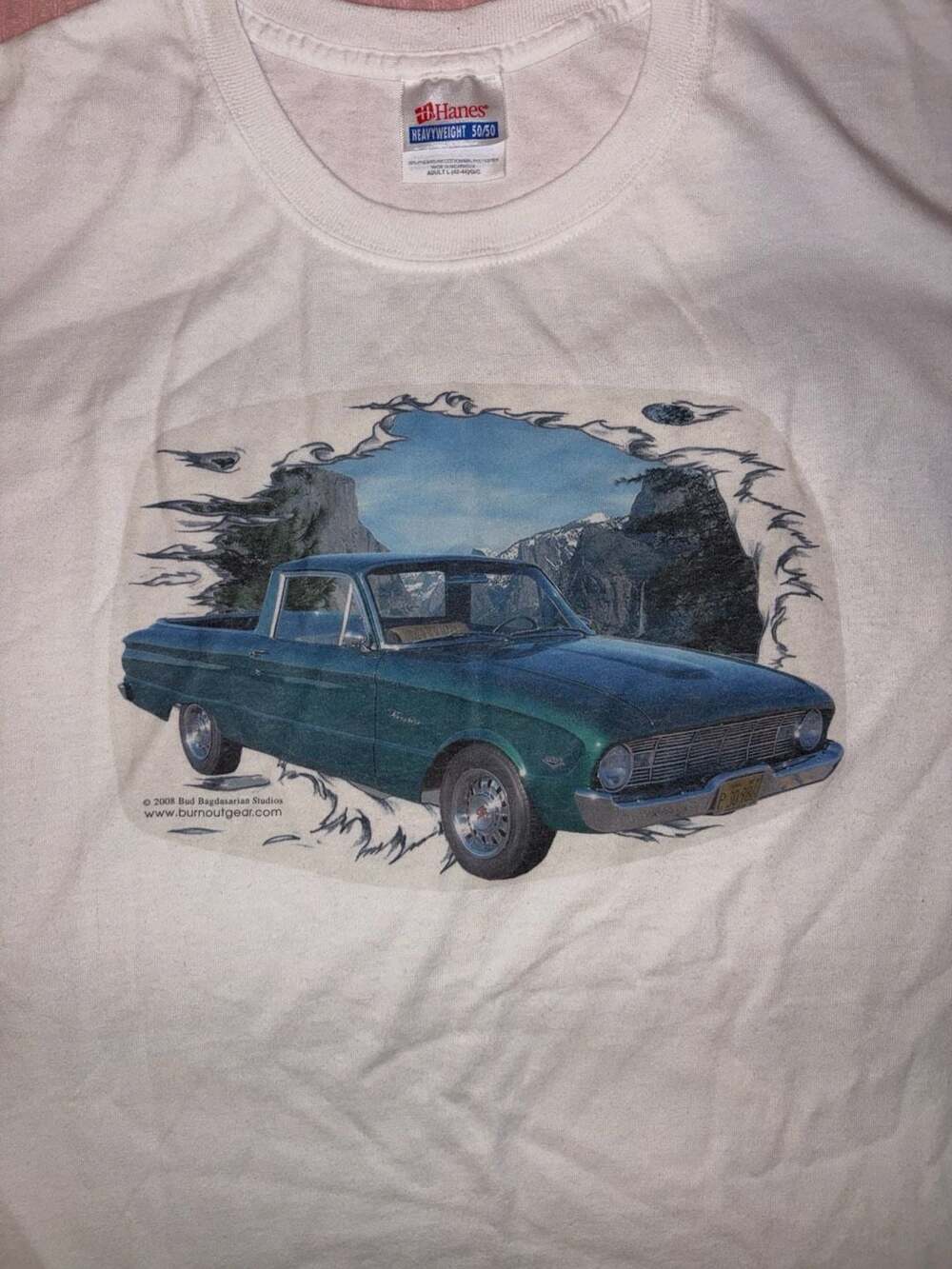 Hanes Ford Ranchero Car T-Shirt Size L White Cotton